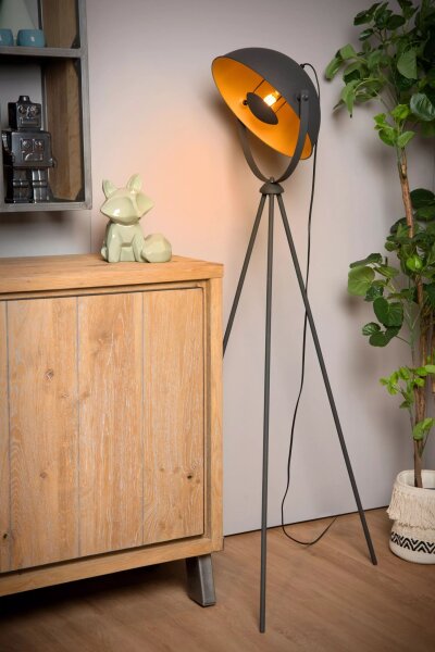 Tripod Stehlampe flexibel Schwarz Gold 148 cm klein E27