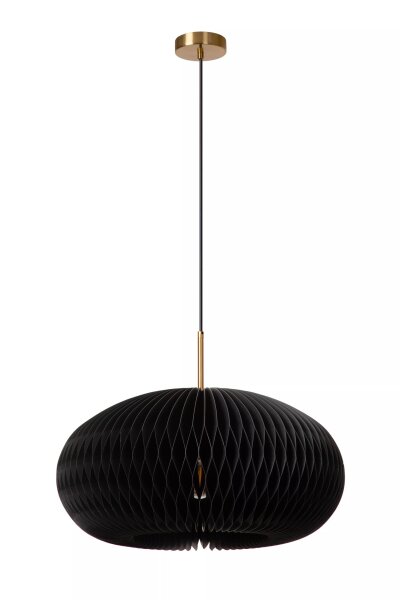 Runde Hängelampe Papier Gold Schwarz E27 Ø52 cm Modern