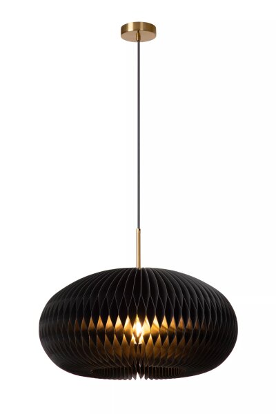 Runde Hängelampe Papier Gold Schwarz E27 Ø52 cm Modern