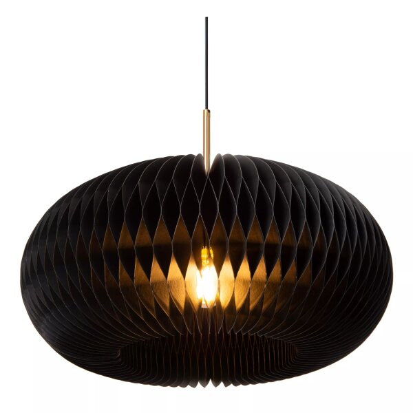Runde Hängelampe Papier Gold Schwarz E27 Ø52 cm Modern