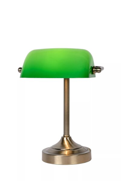 Bankerlampe Glas Metall Grün Bronze E14 30 cm flexibel