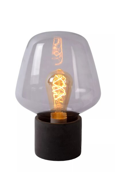 Tischlampe Rauchglas Metall Grau blendarm E27 29,5 cm