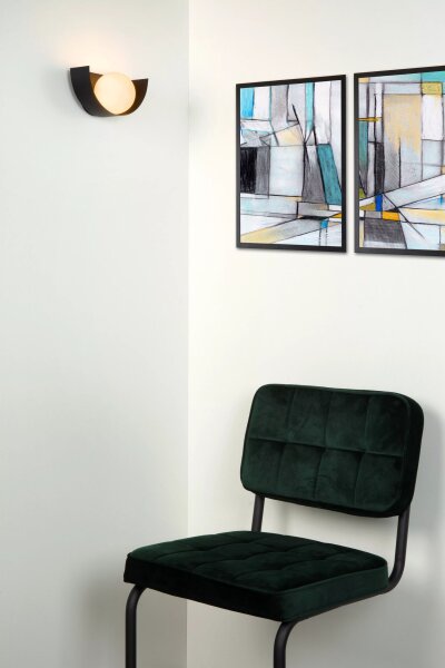 Wandlampe Glaskugel Metall Schwarz Weiß G9 blendarm