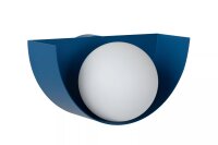 Wandlampe Glaskugel Metall Blau Weiß G9 blendarm