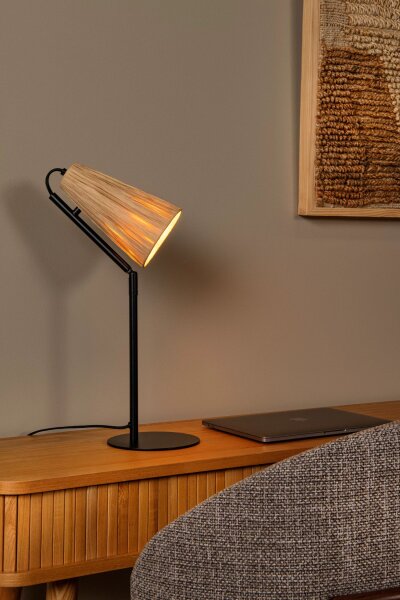 Tischlampe Rattan Metall Schwarz 51,5 cm E14 gemütlich