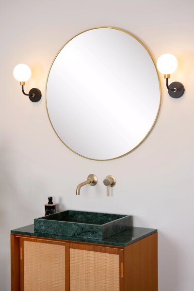 Wandleuchte Glas Schwarz Gold Weiß IP44 G9 blendarm