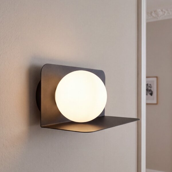 Wandlampe G9 Glas Kugelschirm Schwarz B:24 cm blendarm