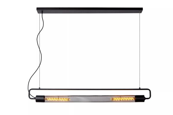 Schwarze Pendelleuchte E27 Metall 122 cm dekorativ