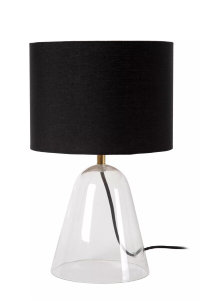 Tischlampe Glas Stoff Schwarz 36,5 cm E27 flexibel