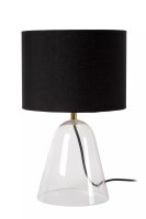 Tischlampe Glas Stoff Schwarz 36,5 cm E27 flexibel