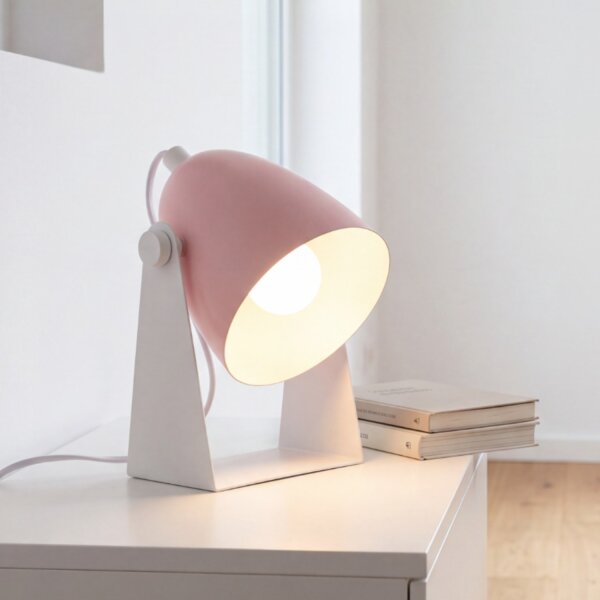 Verstellbare Tischlampe Metall Weiß Rosa E14 20,5 cm