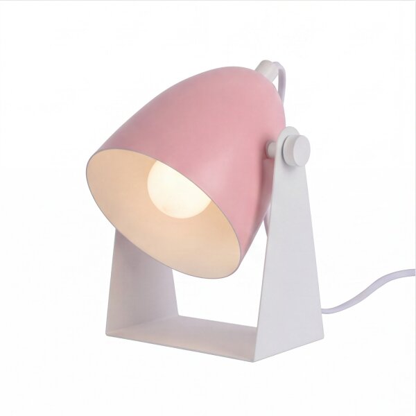 Verstellbare Tischlampe Metall Weiß Rosa E14 20,5 cm