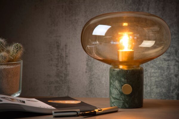 Tischleuchte Marmor Glas Grün Bernstein 24 cm Schalter