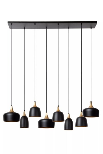 Hängelampe Aluminium Schwarz Gold L:125 cm E14 8-flmg
