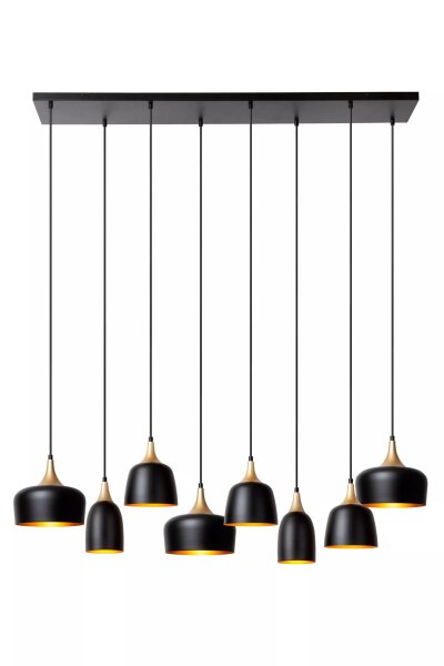 Hängelampe Aluminium Schwarz Gold L:125 cm E14 8-flmg