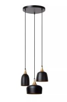 Hängelampe Aluminium Schwarz Gold B:30 cm E14 3-flmg