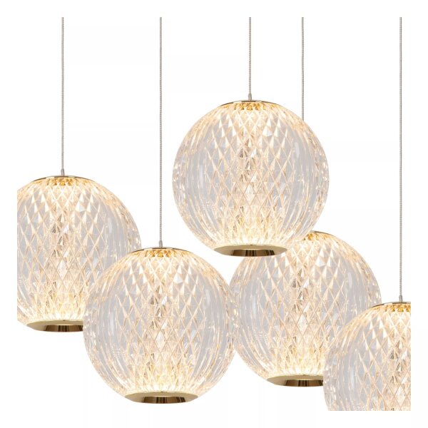 LED Hängelampe Vintage Gold L:32 cm 5-flammig 2700 K