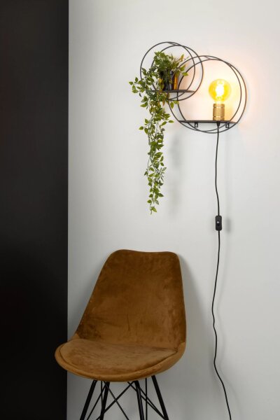 Wandleuchte Metall Schwarz L:43 cm E27 Kabel Schalter