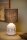 Tischlampe Keramik Stoff Weiß Taupe E14 32,5 cm Gravur