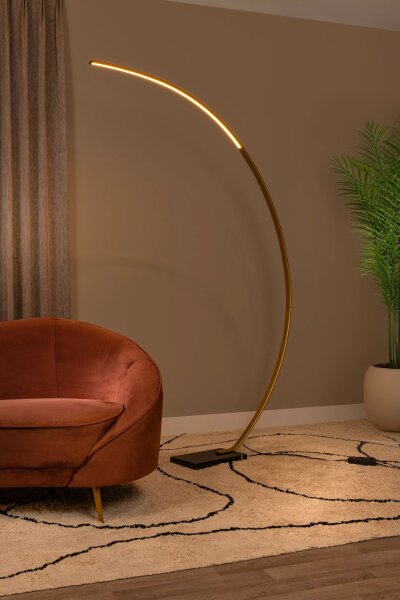 LED Bogenleuchte Marmorsockel Gold XXL 192 cm dimmbar