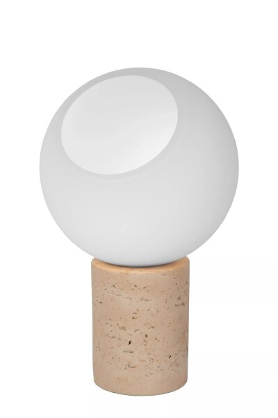 Tischlampe Glas Travertin Weiß Taupe 25,6 cm klein E27