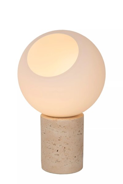 Tischlampe Glas Travertin Weiß Taupe 25,6 cm klein E27