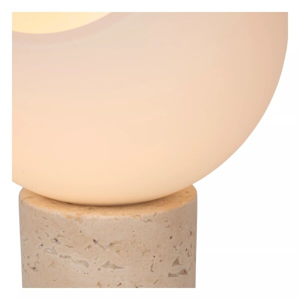 Tischlampe Glas Travertin Weiß Taupe 25,6 cm klein E27
