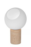 Tischlampe Glas Travertin Weiß Taupe 25,6 cm klein E27