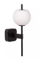 Wandlampe Glaskugel IP44 Schwarz H:34,5 cm G9 blendarm
