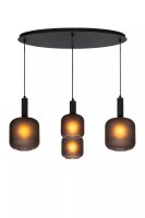 Pendelleuchte Rauchglas Schwarz L:93 cm E27 4-flammig