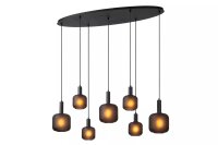 Pendelleuchte Rauchglas Schwarz L:150 cm E27 7-flammig