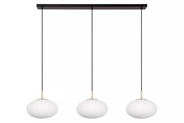 Lange Hängelampe Metall Glas 130 cm 3-flammig blendarm