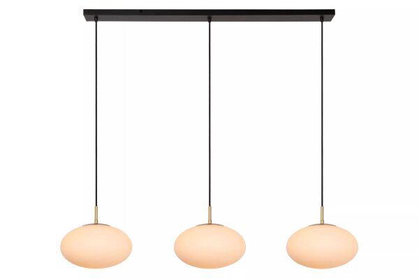 Lange Hängelampe Metall Glas 130 cm 3-flammig blendarm