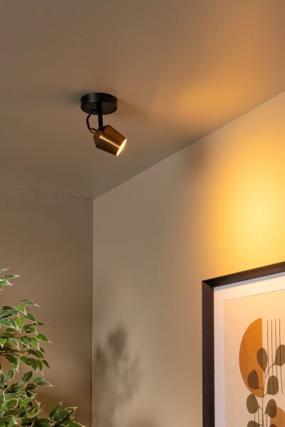 Deckenstrahler Schwarz Gold L:10,5 cm GU10 flexibel