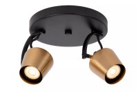Deckenstrahler Schwarz Gold 2-flammig GU10 flexibel