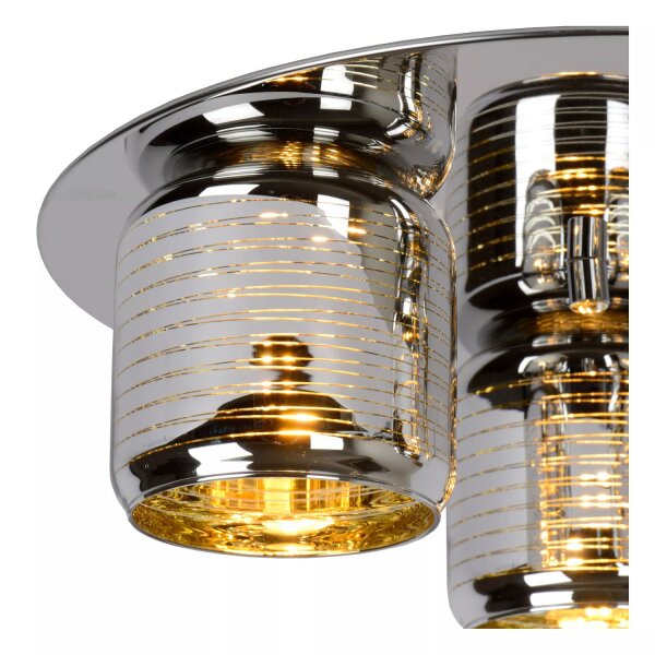 Deckenlampe Glas Metall 3-flammig Chrom Gold L:38 cm G9