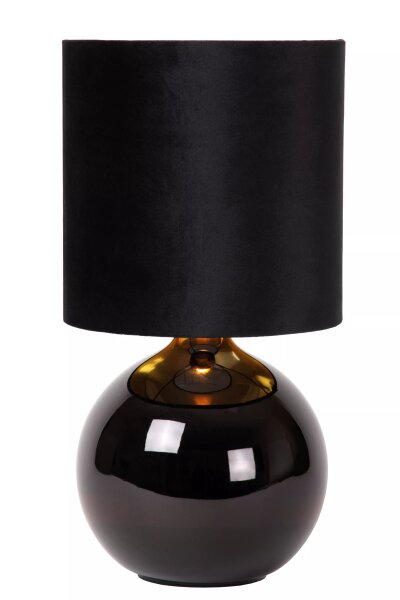 Tischlampe Stoff Glas Schwarz Gold 46,5 cm E14 blendarm