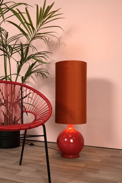 Gemütliche Stehlampe Stoff Glas Orange 100 cm hoch E27