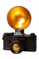 Kleine Tischlampe Vintage Schwarz Gold 30 cm E14 Kamera