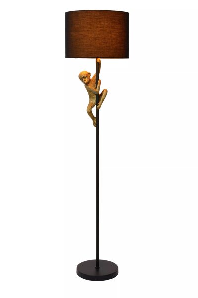 Wohnliche Stehlampe Stoff Gold Schwarz Affe E27 150 cm