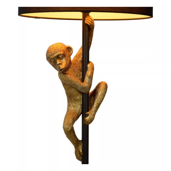 Wohnliche Stehlampe Stoff Gold Schwarz Affe E27 150 cm