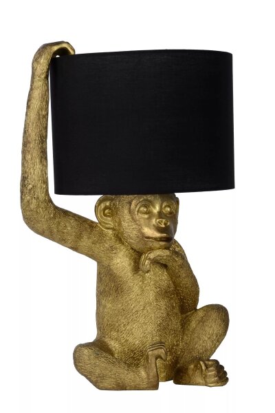 Tischlampe Stoffschirm Schwarz Gold 45 cm E14 gemütlich