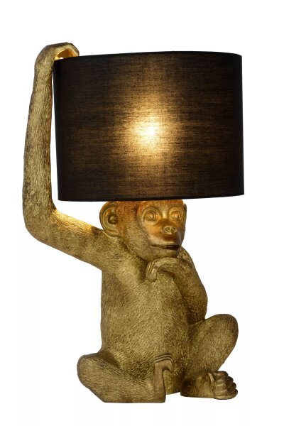 Tischlampe Stoffschirm Schwarz Gold 45 cm E14 gemütlich