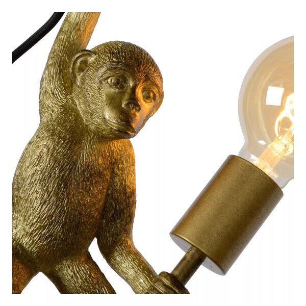 Wandleuchte Schwarz Gold Affe T:17,6 cm E27 Modern