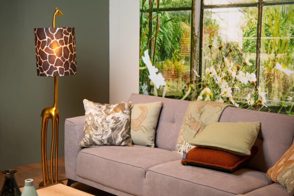 Stoff Stehleuchte Giraffe Gold Braun E27 160 cm groß