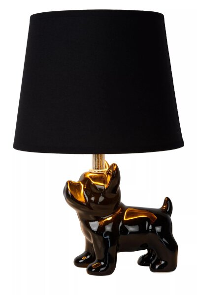 Porzellan Tischleuchte Schwarz Stoff 31,5 cm E14 Modern