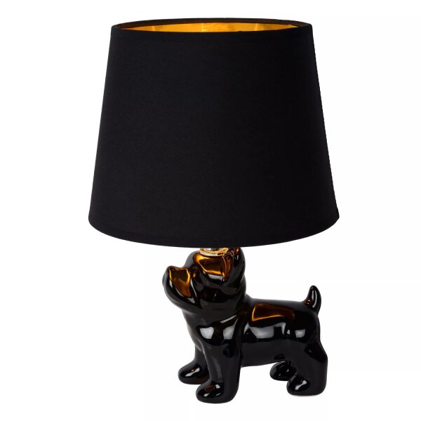 Porzellan Tischleuchte Schwarz Stoff 31,5 cm E14 Modern