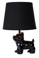 Porzellan Tischleuchte Schwarz Stoff 31,5 cm E14 Modern