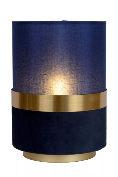 Stilvolle Tischlampe Stoff Blau Gold E14 22 cm Vintage