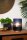 Stilvolle Tischlampe Stoff Blau Gold E14 22 cm Vintage